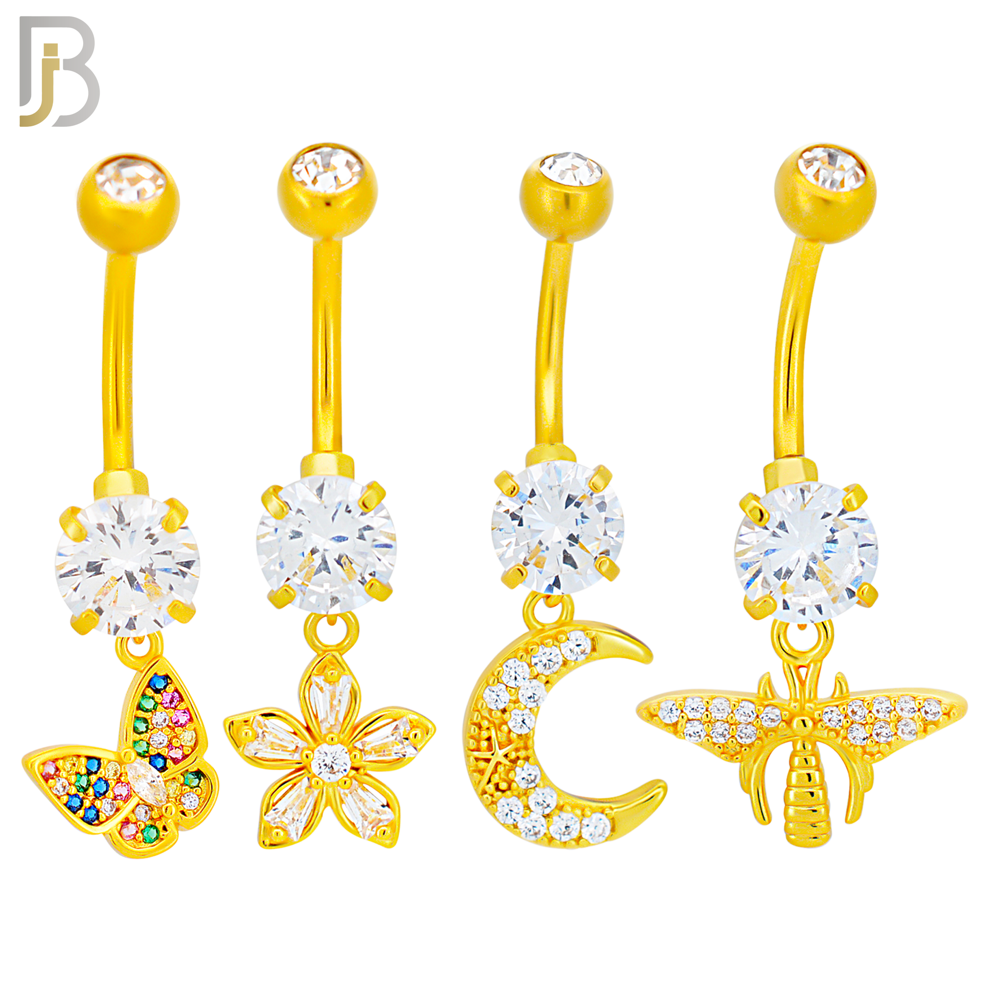 PK-N008 - 316L Surgical Steel Different Designs Dangle Belly Rings - Pack of 16 image 2