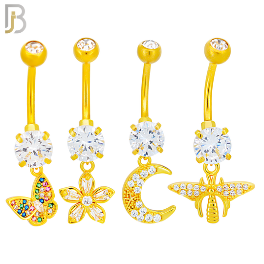 PK-N008 - 316L Surgical Steel Different Designs Dangle Belly Rings - Pack of 16 image 2