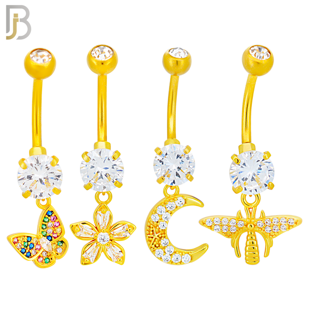PK-N008 - 316L Surgical Steel Different Designs Dangle Belly Rings - Pack of 16 image 2