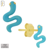 925-ES476 - 925 Sterling Silver Enamel Coated Snake Push Back Stud Earring image 1