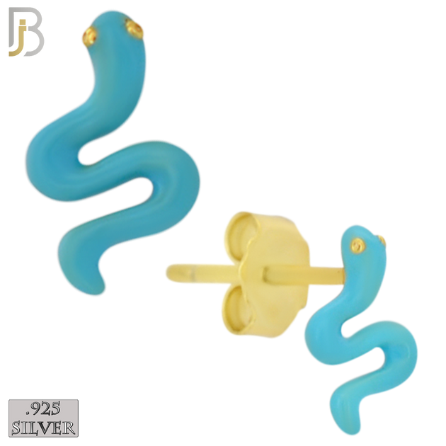 925-ES476 - 925 Sterling Silver Enamel Coated Snake Push Back Stud Earring image 1