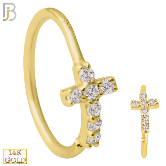 14-CT37 - 14k Yellow Gold Cross with Multi CZ Hoop Piercing image 0