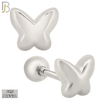 925-ES432 - Screw Ball Back - .925 Sterling Silver Plain Butterfly Earrings Stud image 0