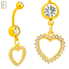 N027  - 316L Stainless Steel Dangling Hollow Spikey Heart with Zircon Design Belly Ring with 4mm Screw Ball image