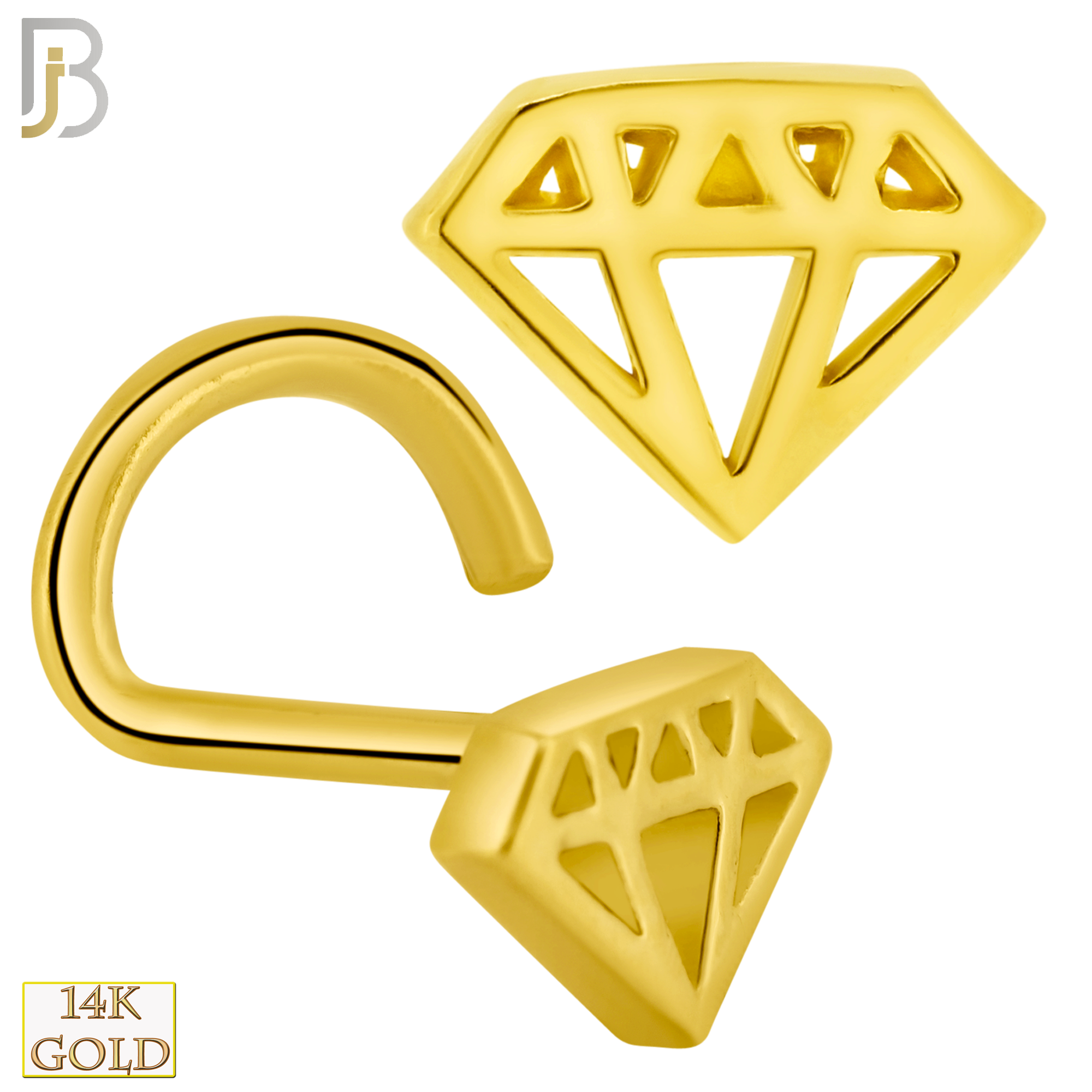 14-NR50C - 14k Solid Gold Corkscrew Diamond Design image 0