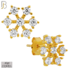 925-ES25 - .925 Sterling Silver Snowflakes Earrings Stud with Zircon image 2
