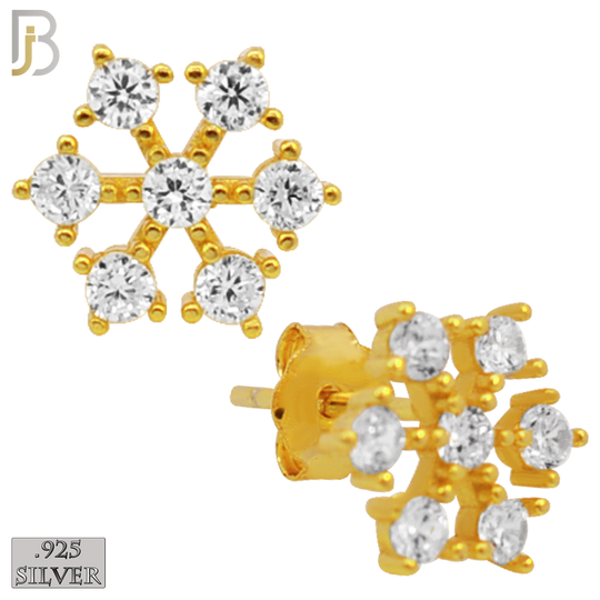 925-ES25 - .925 Sterling Silver Snowflakes Earrings Stud with Zircon image 2