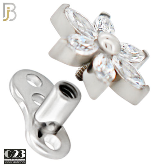 G23-DM22 - G23 Titanium Anchor with Surgical Steel Six Petal Flower Dermal Top image 1