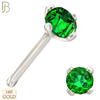 14-NR01CWE - 20g 14k White Gold Nose Bone with Emerald Colored CZ - 2mm image