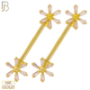 14-NP29 – 14K Solid Gold Flower Design with Zircon Externally Threaded Nipple Ring (Pair) image