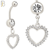 N027  - 316L Stainless Steel Dangling Hollow Spikey Heart with Zircon Design Belly Ring with 4mm Screw Ball image 3