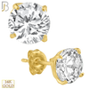 14-ES71YC - 14K Yellow Gold Push Back Stud Earrings Casting Prong Setting with Round Clear Zircon image 1