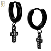 ES42 - 316L Stainless Steel Dangling Bezel Setting Cross Zircon Design Huggies Clip On image 2