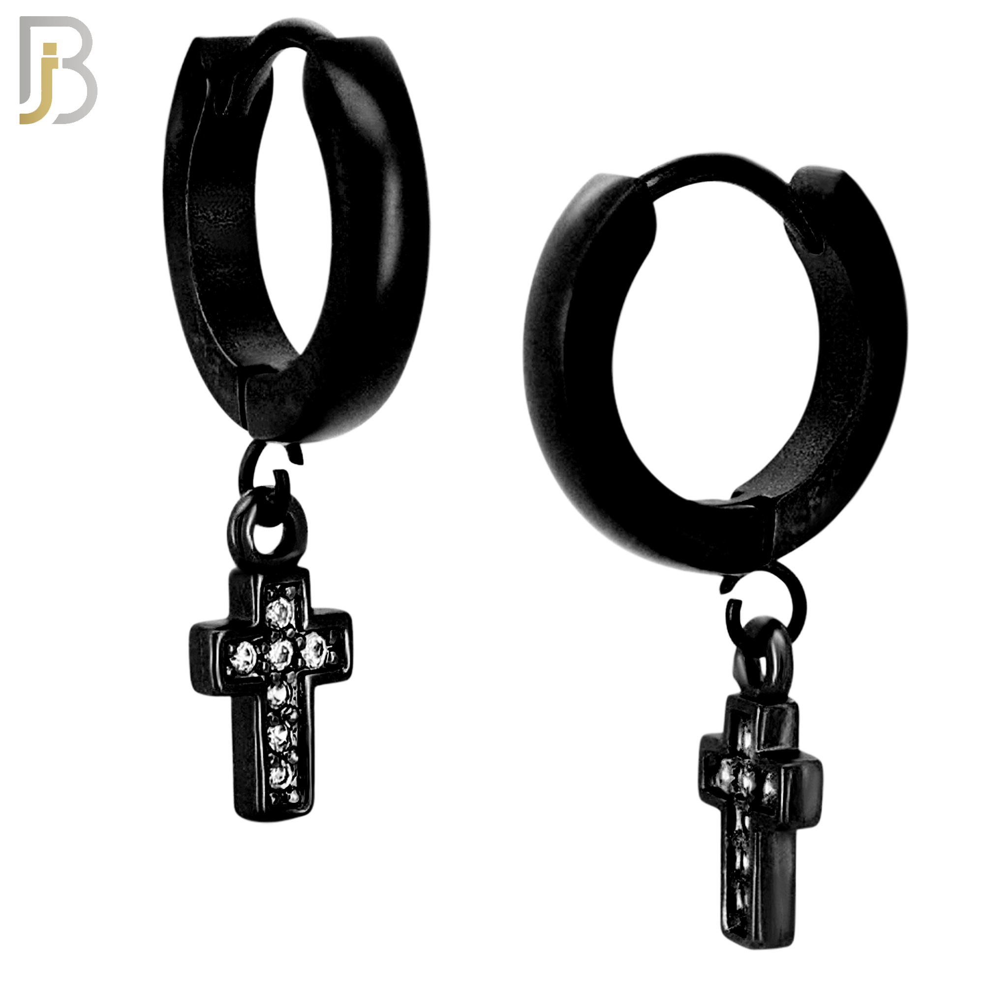 ES42 - 316L Stainless Steel Dangling Bezel Setting Cross Zircon Design Huggies Clip On image 2