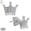 925-ES155 - .925 Sterling Silver Crown with Zircon Design Earring Stud image 1