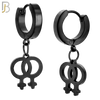 ES07 - 316L Stainless Steel Dangling LGBT Lesbian Symbol Gender Design Huggies Clip On image 3