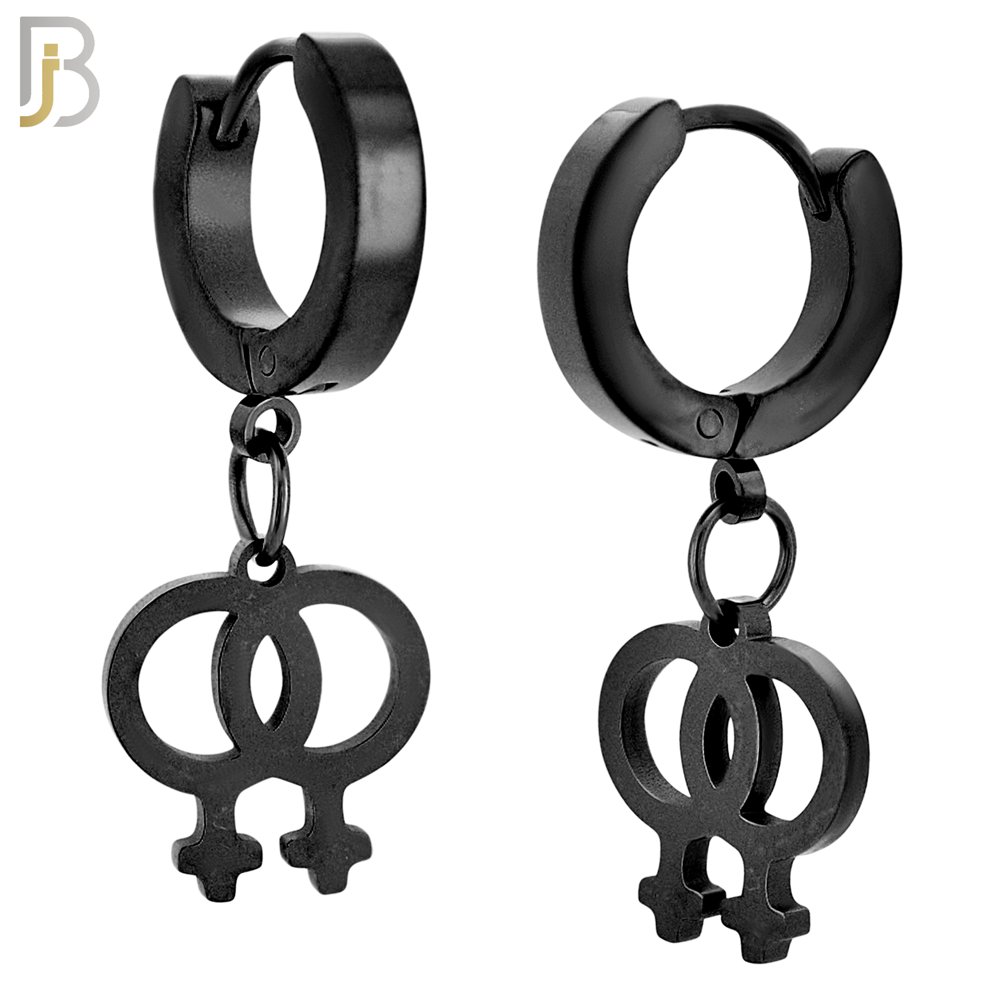 ES07 - 316L Stainless Steel Dangling LGBT Lesbian Symbol Gender Design Huggies Clip On image 3
