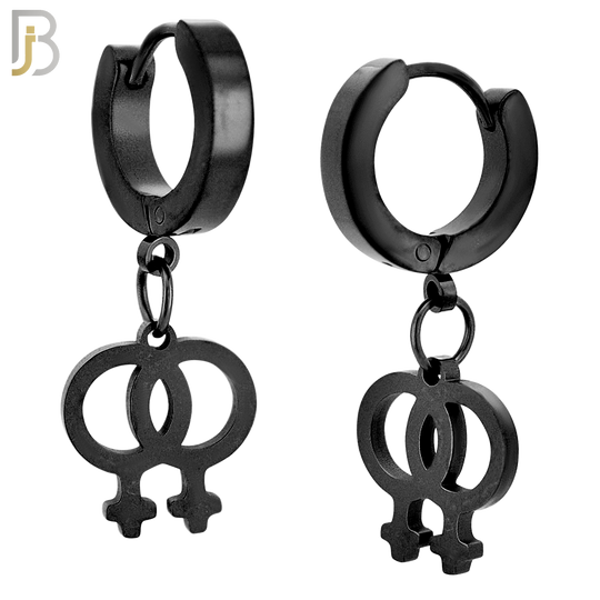 ES07 - 316L Stainless Steel Dangling LGBT Lesbian Symbol Gender Design Huggies Clip On image 3