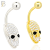 NB98 - 316L Stainless Steel Alien Skull with Multi CZ Banana Belly Ring and 5mm Screw Top image 0