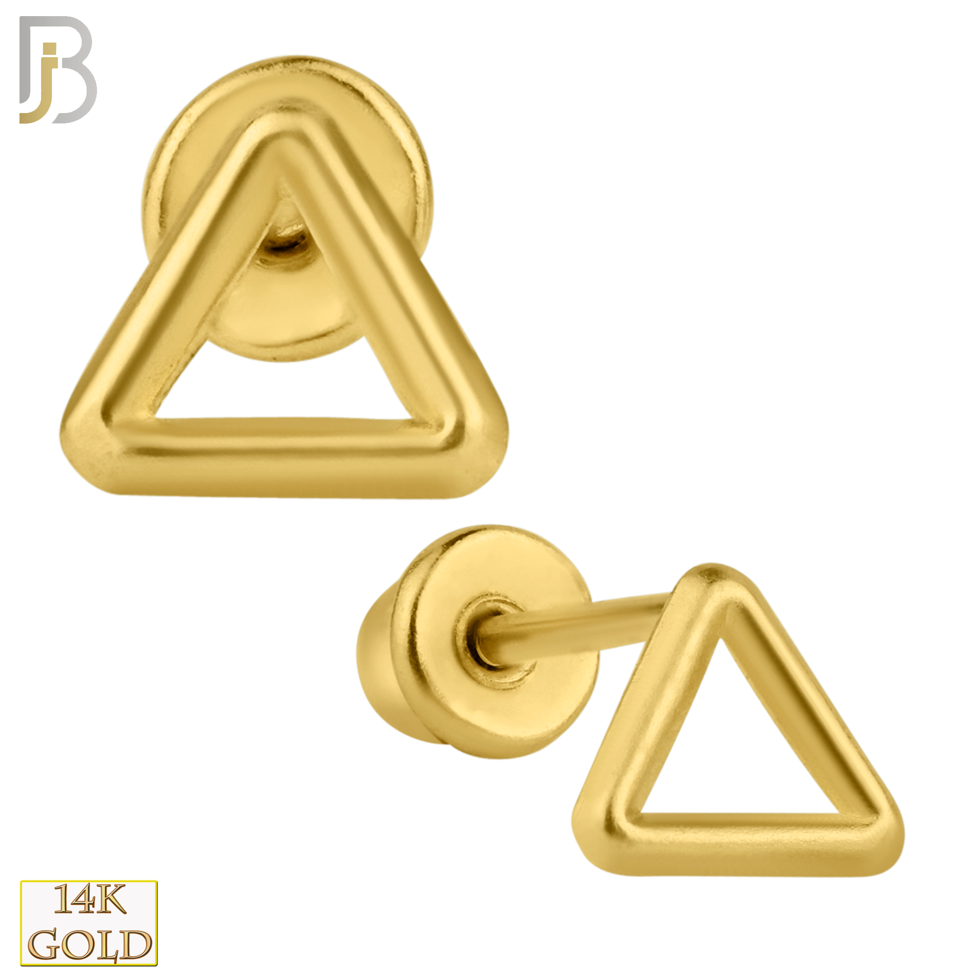 14-ES51 - 14k Yellow Gold Screw Back 4mm Plain Hollow Triangle Stud Earring image 0