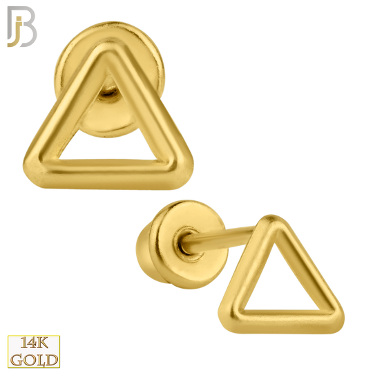14-ES51 - 14k Yellow Gold Screw Back 4mm Plain Hollow Triangle Stud Earring image 0