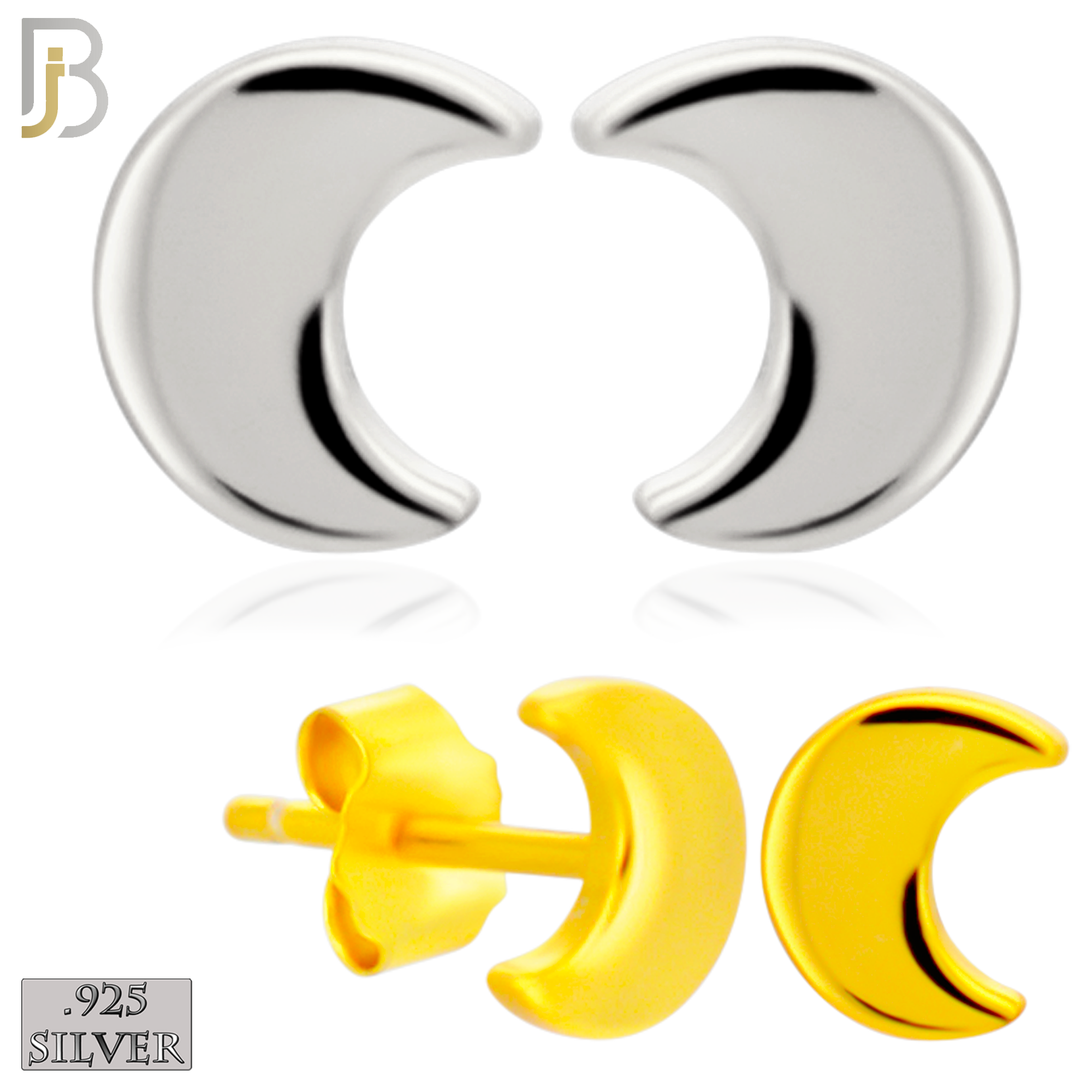 925-ES511 - 925 Sterling Silver Moon Design Earrings (Butterfly Backing) image 0