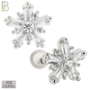 925-ES151 - Screw Ball Back - .925 Sterling Silver Starburst Design with Zircon Design Earring Stud image 1