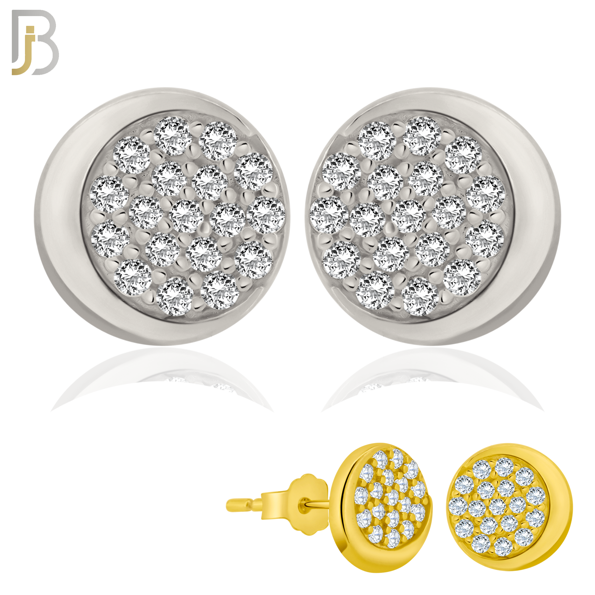 925-ES378 - .925 Sterling Silver CZ Studded Moon Phase Stud Earrings image 0