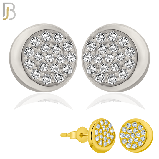 925-ES378 - .925 Sterling Silver CZ Studded Moon Phase Stud Earrings image 0