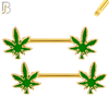 NP61- 316L Surgical Steel Marijuana Leaf Design Externally Threaded Nipple Rings (Sold as Pair) image 2