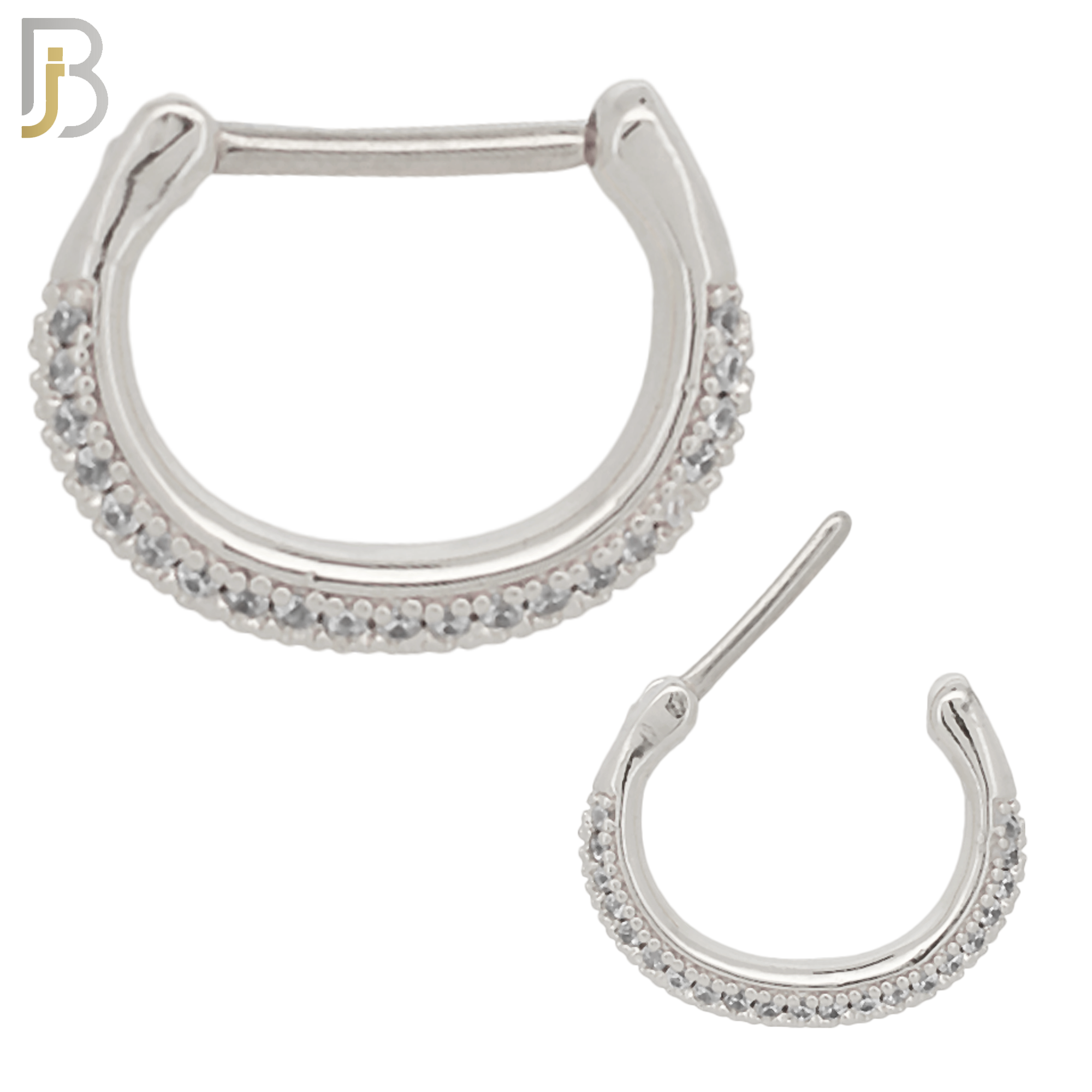 CT70 - 316 Surgical Steel Hoop with Multi Zircon Nose Clicker for Septum Piercing (PACK OF 6) image 0