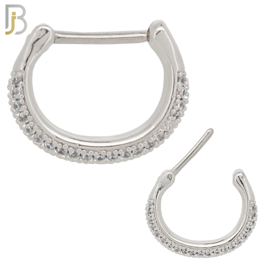 CT70 - 316 Surgical Steel Hoop with Multi Zircon Nose Clicker for Septum Piercing (PACK OF 6) image 0