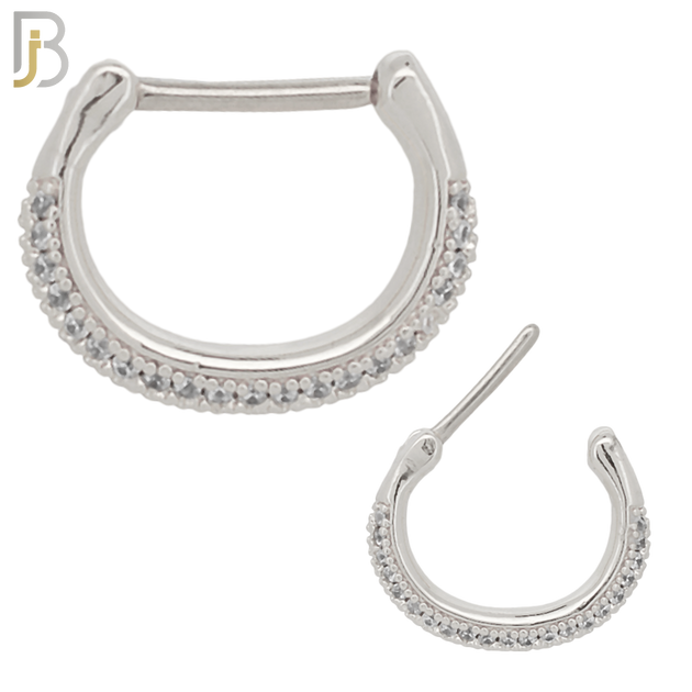 CT70 - 316 Surgical Steel Hoop with Multi Zircon Nose Clicker for Septum Piercing (PACK OF 6) image 0