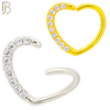 CT109 - (Pack of 6) 316 Surgical Steel Hollow Heart with Multi Zircon Twist to Open Nose Hoop image 0