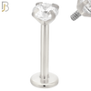 LB14SC16 - 316L Surgical Steel Bar Prong Setting  Zircon Internally Threaded Labret image 4