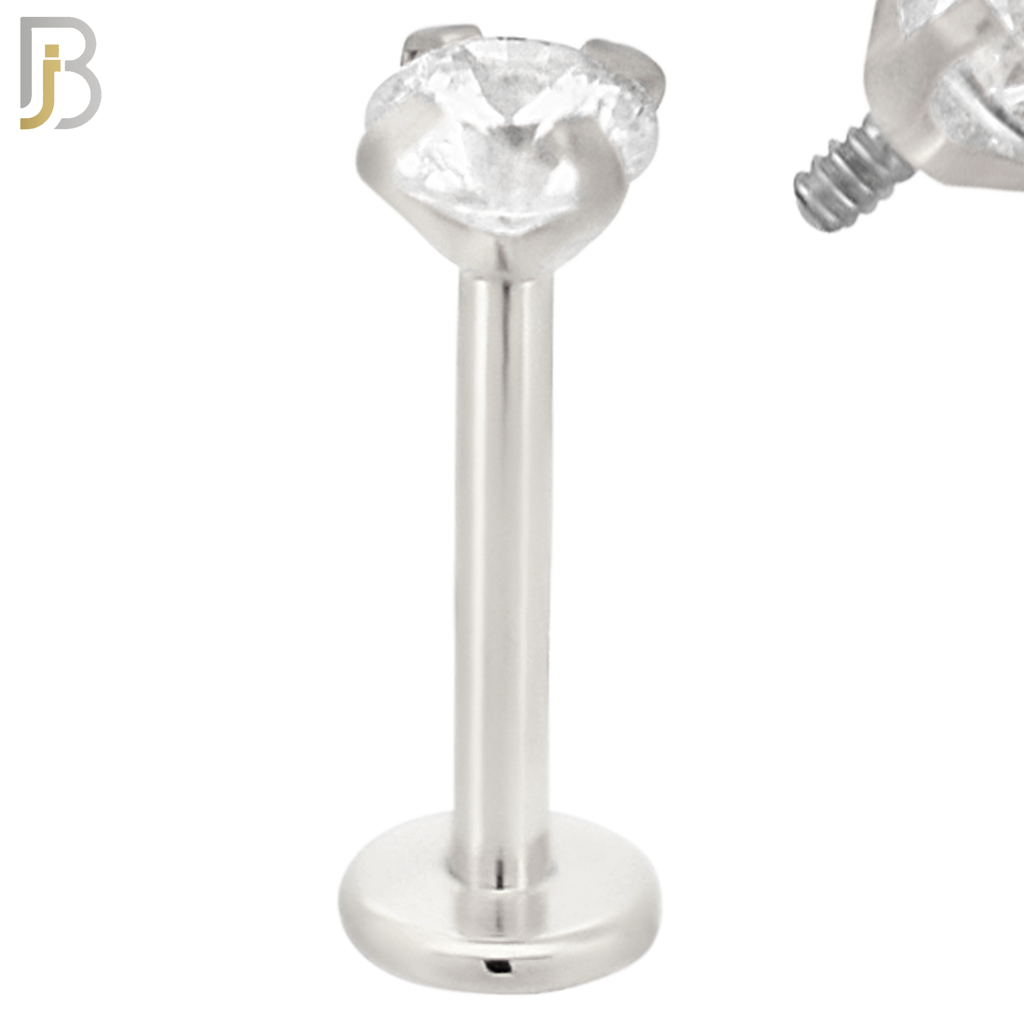 LB14SC16 - 316L Surgical Steel Bar Prong Setting  Zircon Internally Threaded Labret image 4