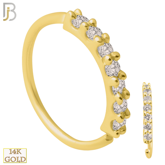 14-CT04C - 14k Solid Gold Prong Setting 7 Zircon Hoops Piercing Twist top Open image 0