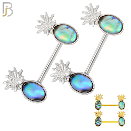 NP68 - 316L Surgical Steel Pineapple Design with Multi Color Zircon Nipple Ring image 0