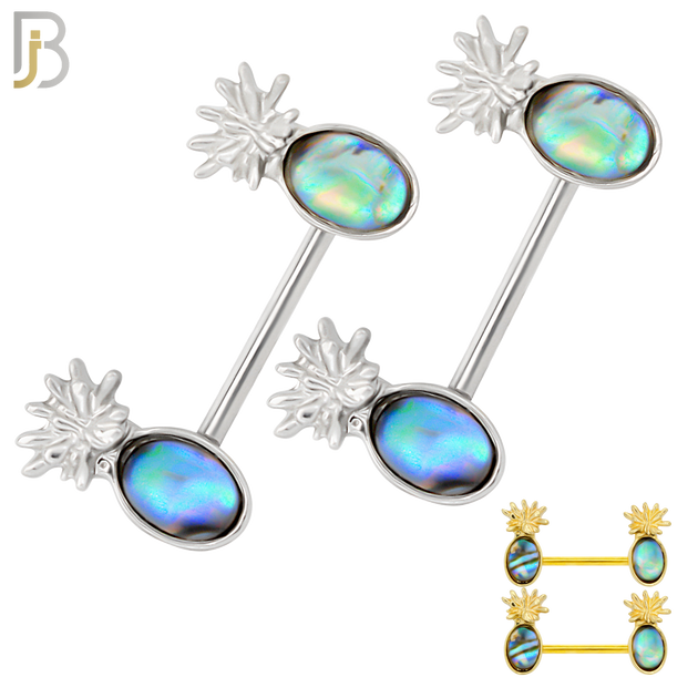 NP68 - 316L Surgical Steel Pineapple Design with Multi Color Zircon Nipple Ring image 0