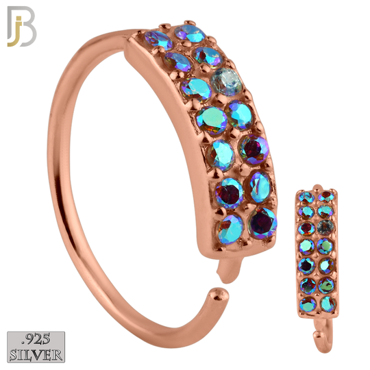 925-CT24 - 925 Sterling Silver 22g Thickness Double Layer CZ Prong Set Hoops Piercing (PACK OF 6) image 9