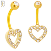 NB16 - 316L Stainless Steel Heart  Zircon  Banana Belly Navel Ring image 2