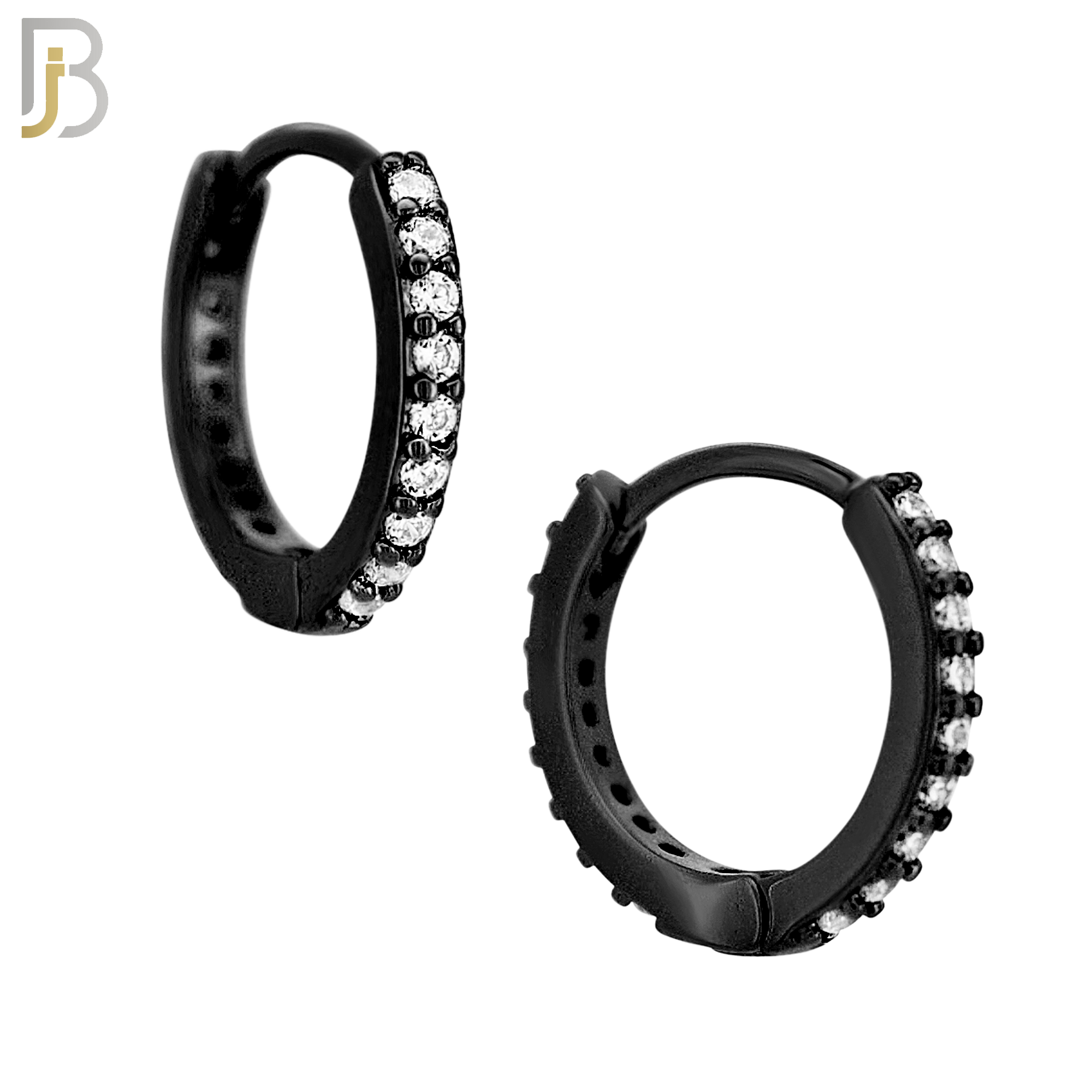 ES02K - 316L Stainless Steel Black Plated Prong Setting Zircon with 2mm Front Thickness Huggies image 3