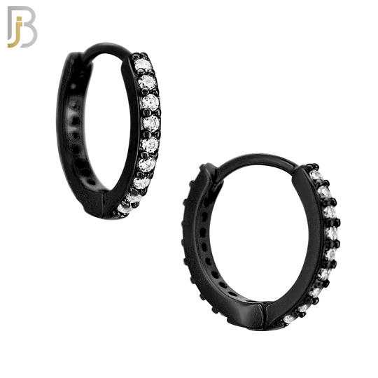 ES02K - 316L Stainless Steel Black Plated Prong Setting Zircon with 2mm Front Thickness Huggies image 3