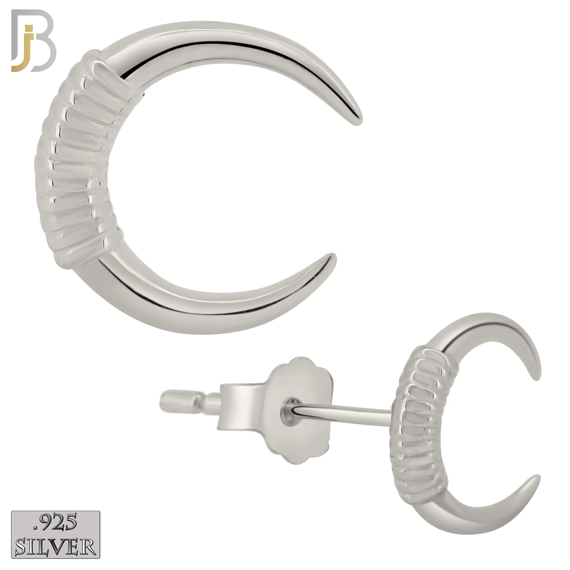 925-ES369 - .925 Sterling Silver Tribal Boar Tusk Stud Earrings image 1