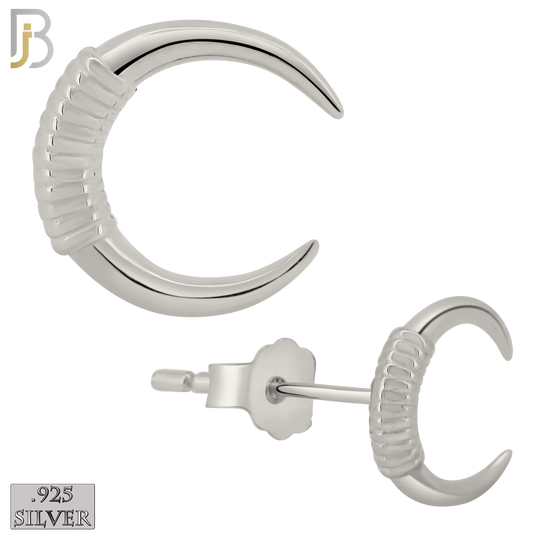 925-ES369 - .925 Sterling Silver Tribal Boar Tusk Stud Earrings image 1