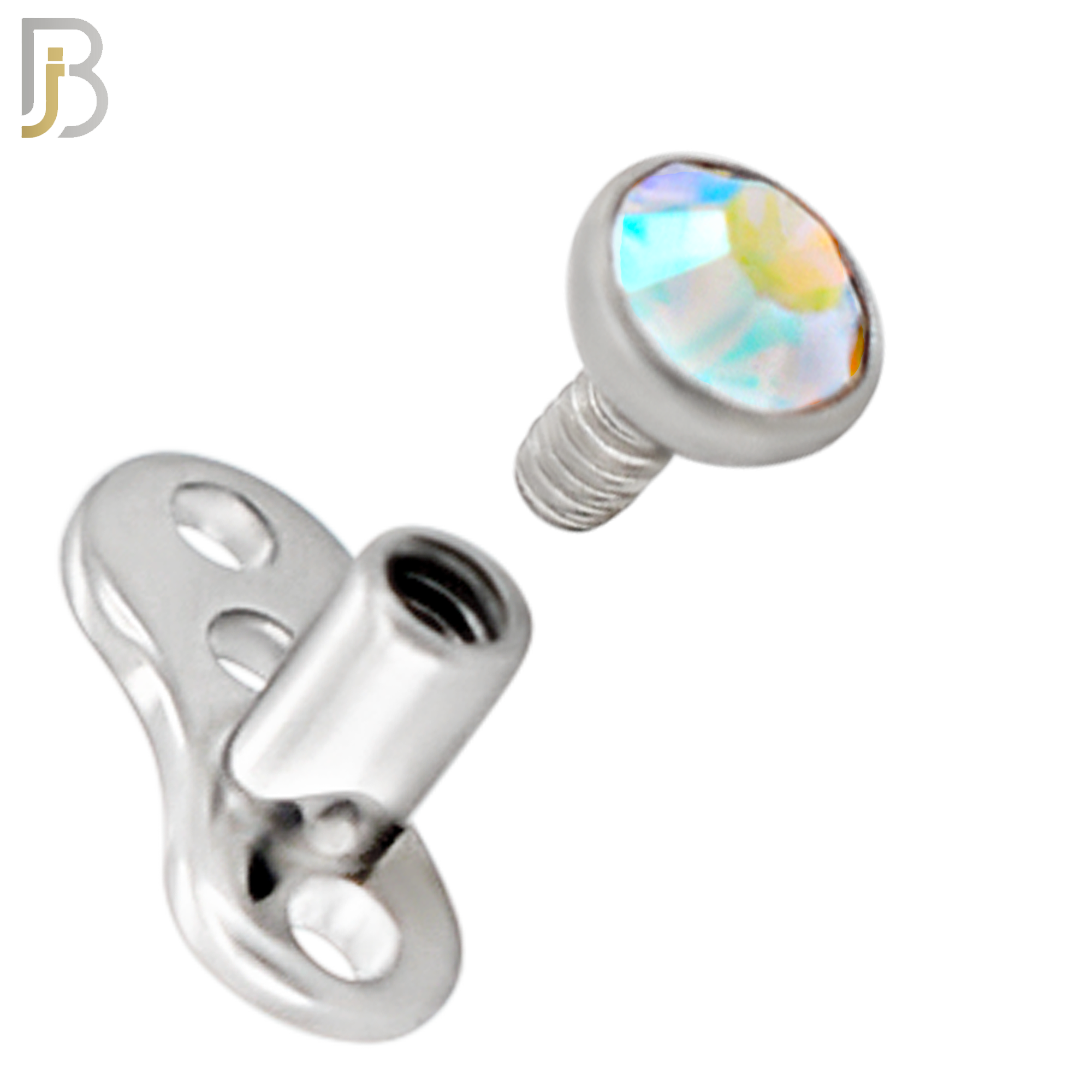 DM05 - 14G Titanium with Surgical Steel Bezel Set CZ Dermal Top Set of 4 Top image 5