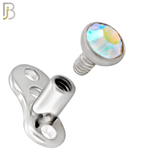 DM05 - 14G Titanium with Surgical Steel Bezel Set CZ Dermal Top Set of 4 Top image 5