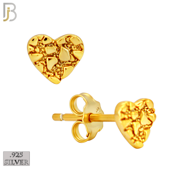 925-ES515 - 925 Sterling Silver Heart Nugget Push Back Earrings image 1