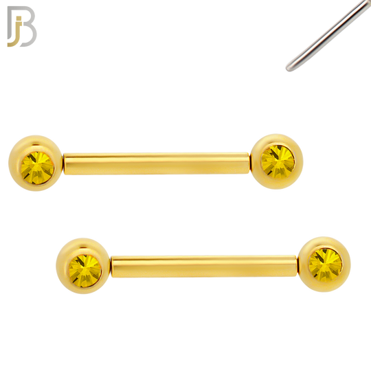 NP16G - 316L Surgical Steel Gold Plated Push In Round Bezel Zircon Nipple Ring Piercing image 4