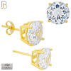 925-ES71-GC - .925 Sterling Silver Gold Plated Earring Stud Casting Round Prong Setting Clear Zircon image 8